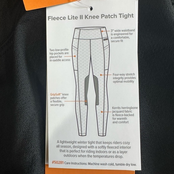 Kerrits Fleece Lite II Knee Patch Tight Women's XL Black USA Made NWT - Picture 7 of 7